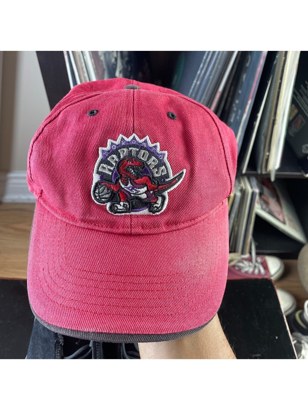 Vintage 90s Toronto Raptors OG Dino Logo Red Adjustable Cap